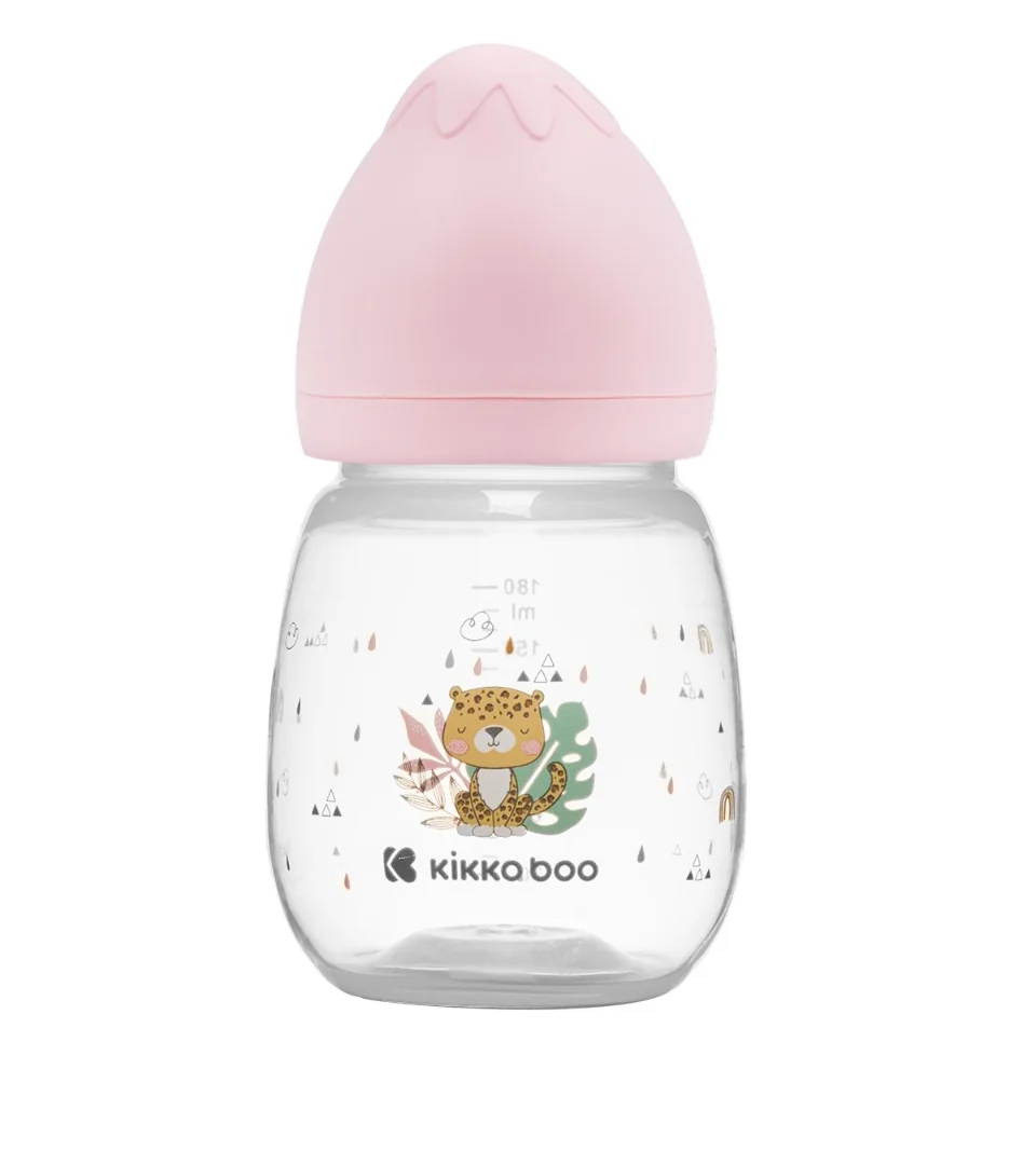 KikkaBoo Kojenecká láhev 3m+ Savanna Pink 180 ml