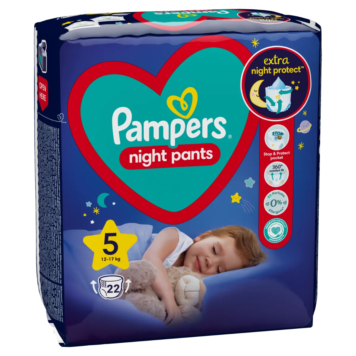 Pampers Night Pants vel. 5 12–17 kg dětské plenkové kalhotky 22 ks