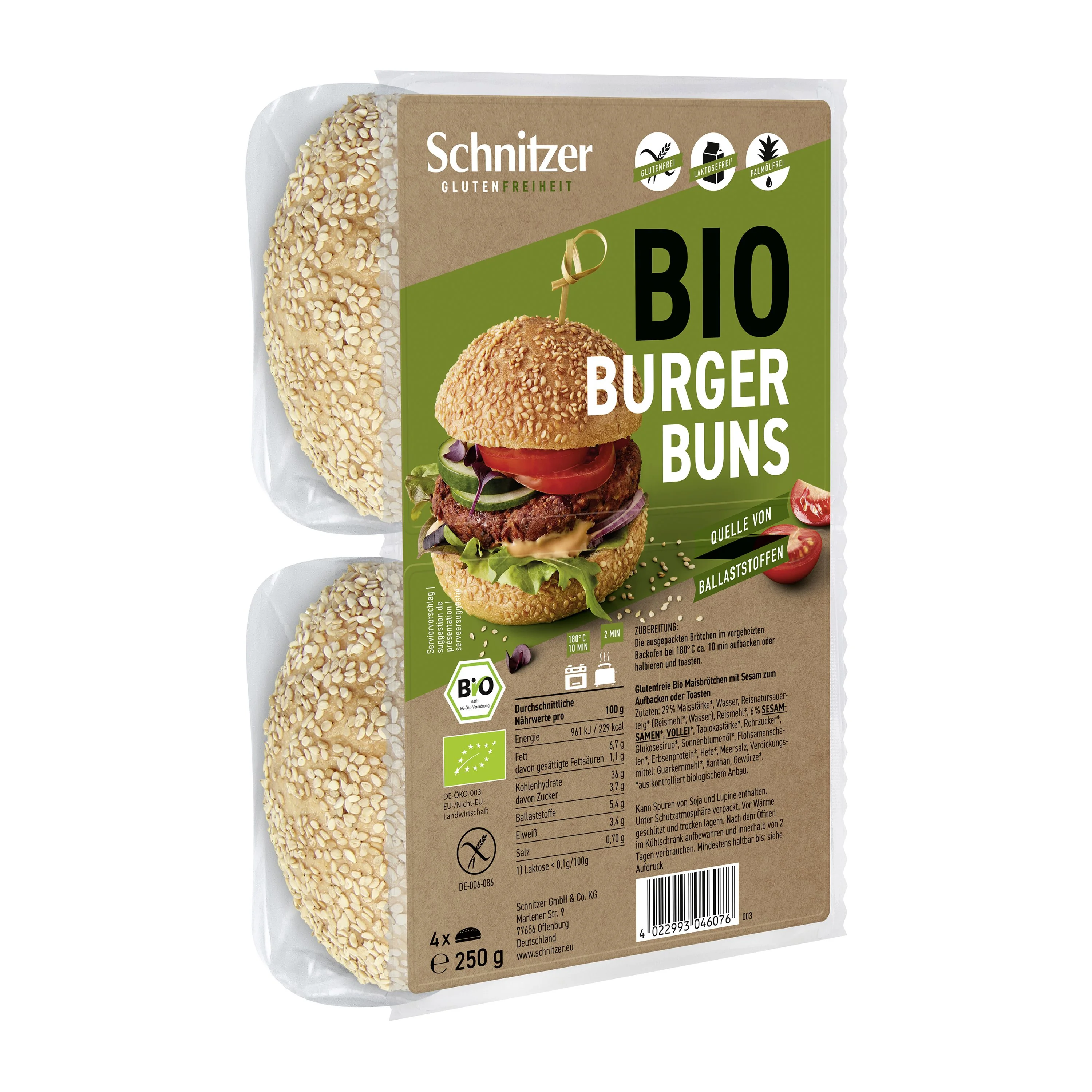 Schnitzer Housky na burger bezlepkové BIO 250 g