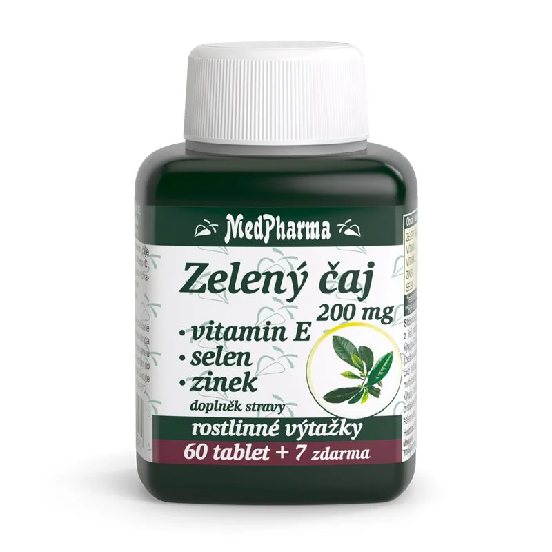 MedPharma Zelený čaj + vitamin E + Selen + Zinek 67 tablet