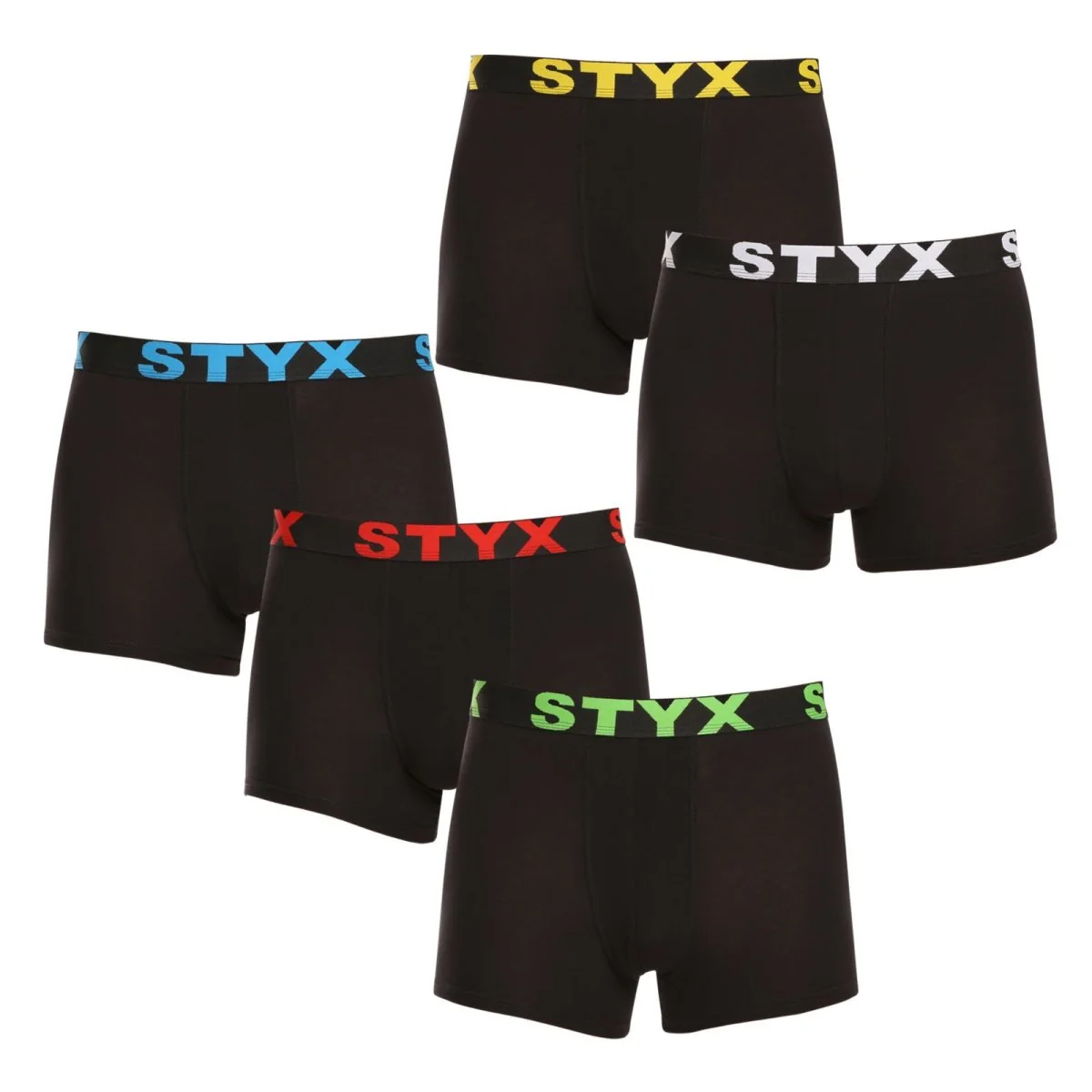 Styx 5PACK pánské boxerky sportovní guma černé (5G9601) L