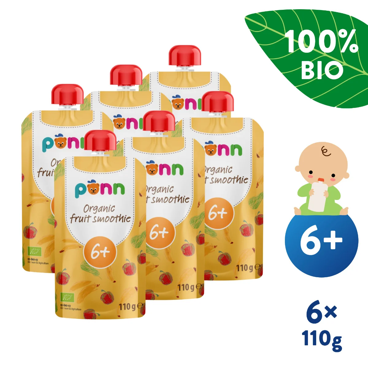 SALVEST Põnn BIO Ovocné smoothie s ananasem 6x110 g