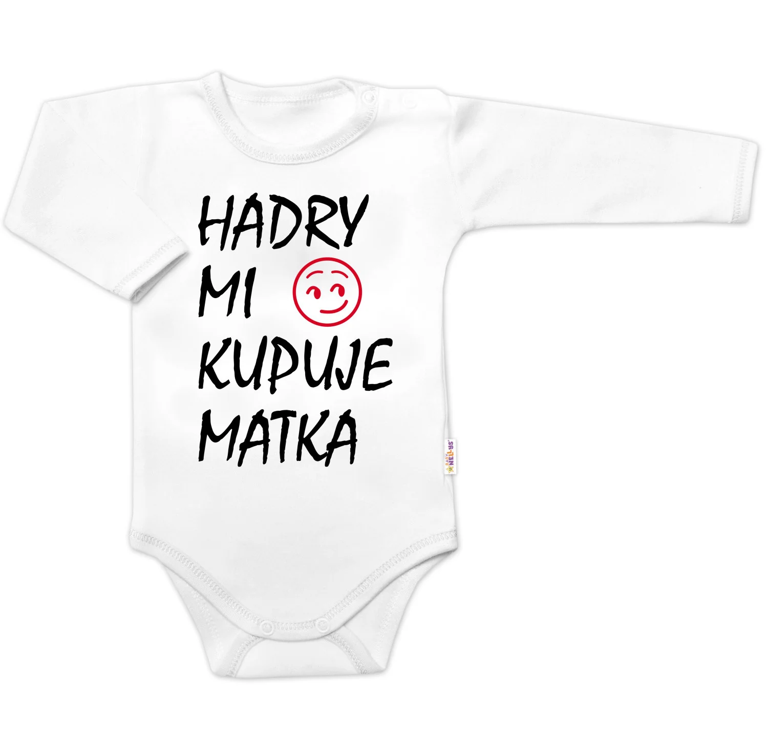 Baby Nellys Body dlouhý rukáv Hadry mi kupuje matka,  bílé vel.  86