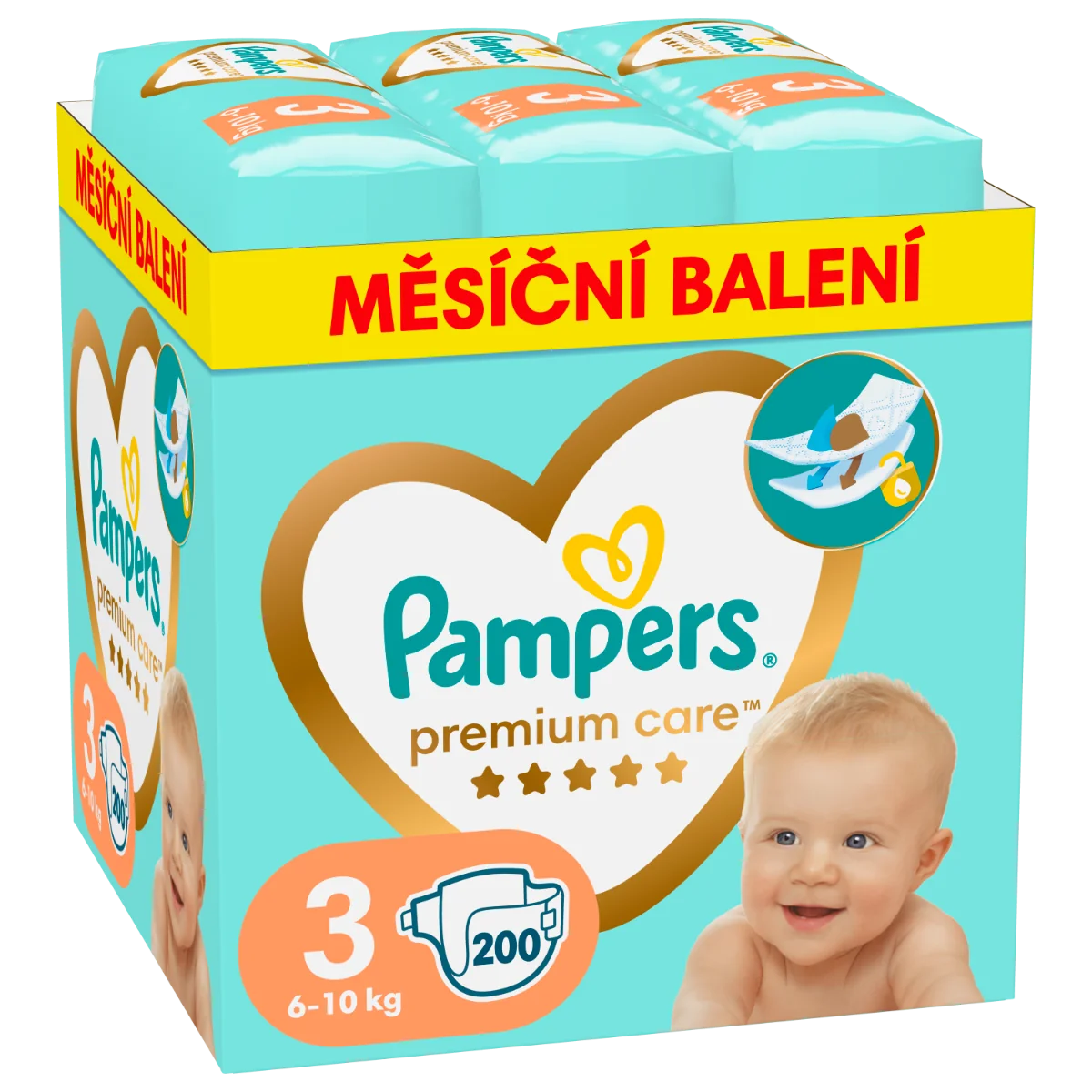 Pampers Premium Care vel. 3 6–10 kg dětské pleny 200 ks