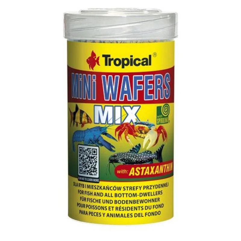 Tropical MiNi Wafers Mix 100ml/55g krmivo v podobě oplatky pro ryby žijících u dna 