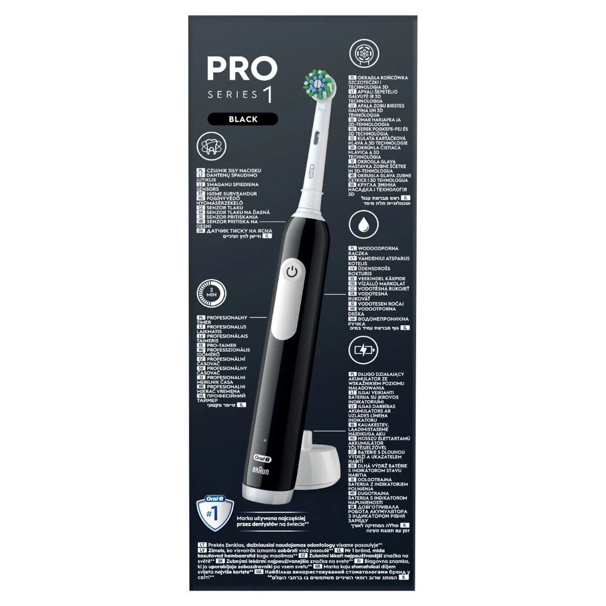 Oral-B Pro Series 1 elektrický zubní kartáček + pouzdro Black