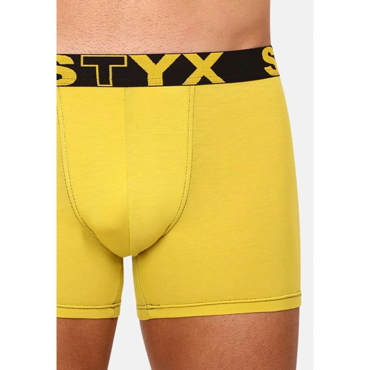 Styx Pánské boxerky long sportovní guma zelenožluté (U1065) M 