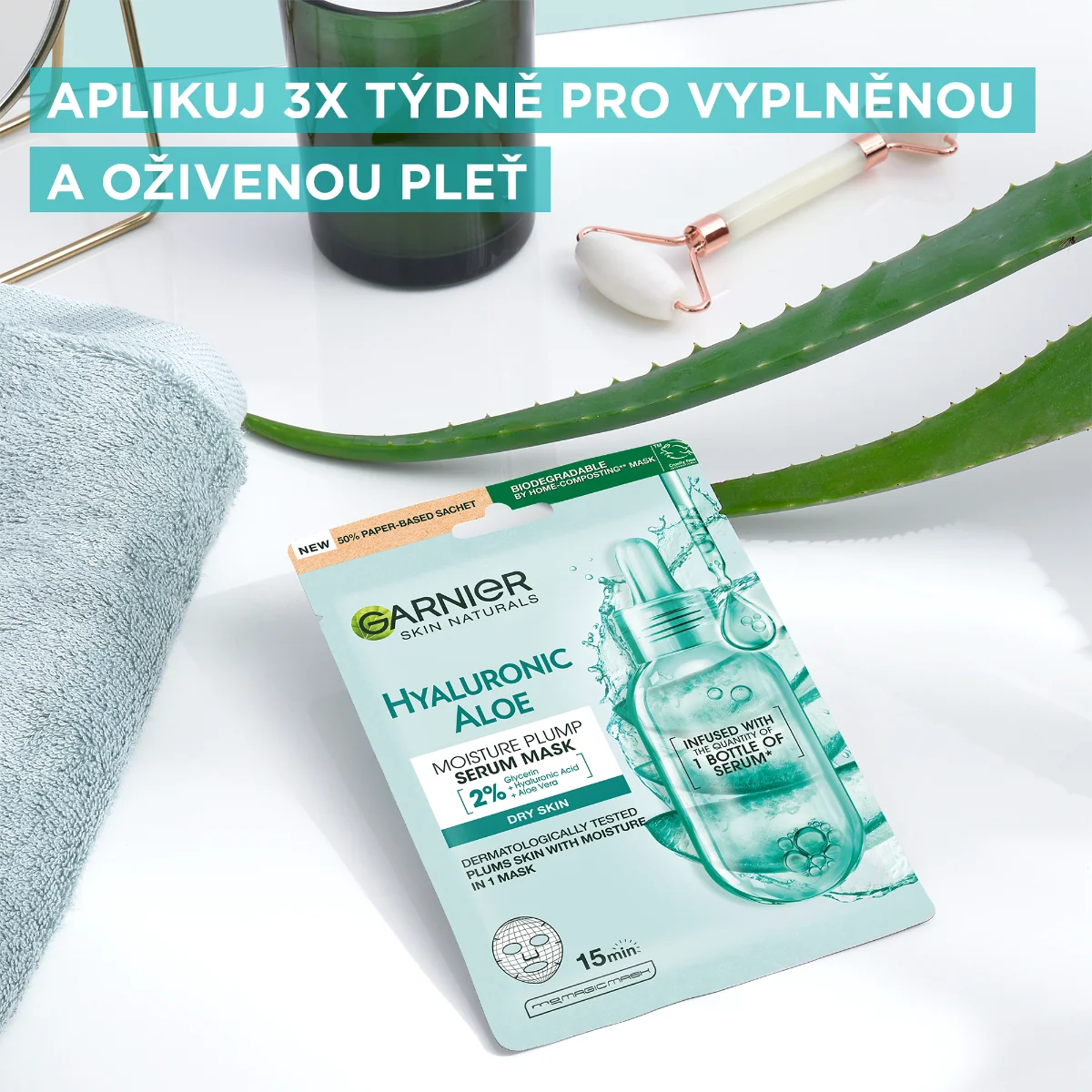 Garnier Skin Naturals Hyaluronic Aloe superhydratační revitalizační textilní maska 28 g