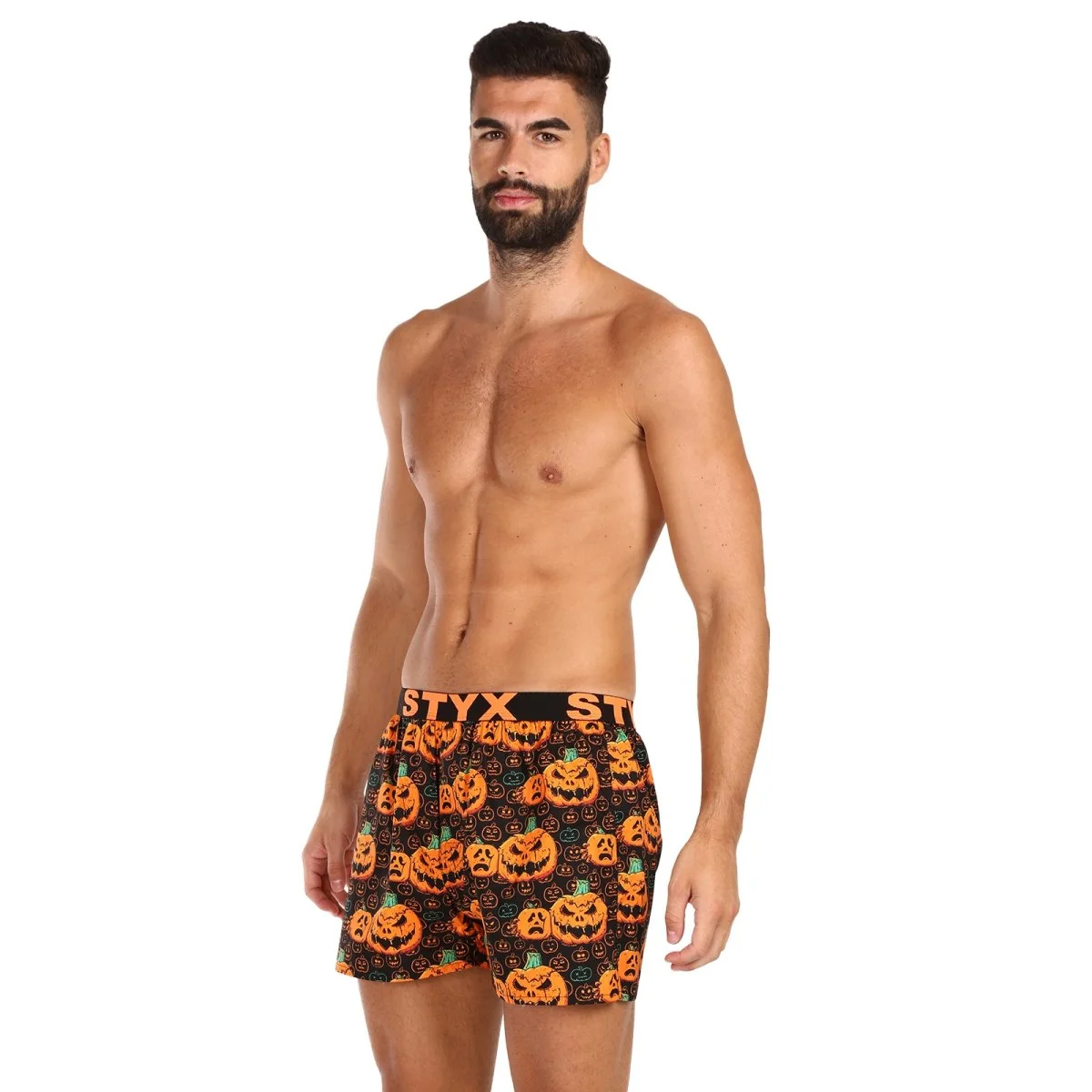 Styx Pánské trenky art sportovní guma Halloween dýně (B1755) XXL 