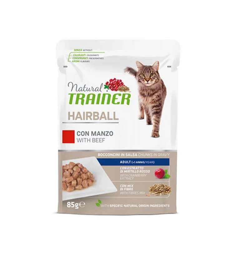 Natural Trainer Hairball hovězí kapsička 85 g