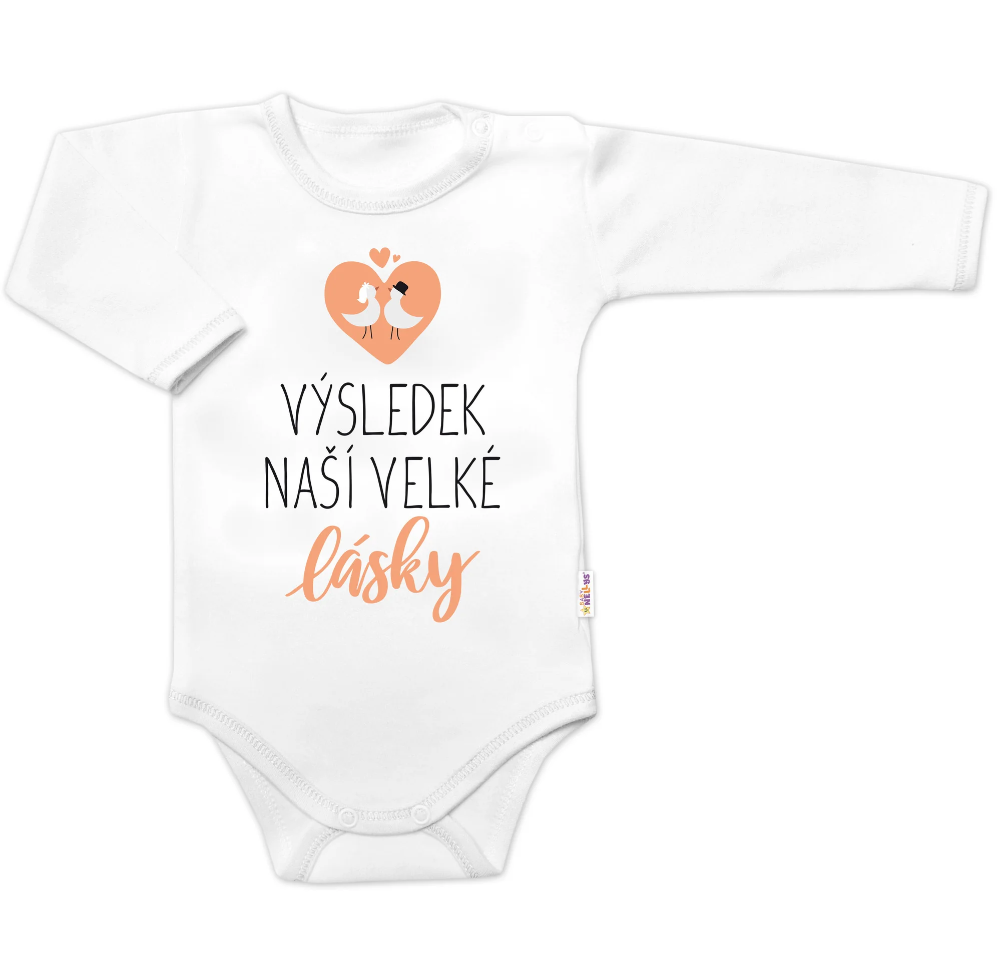 Baby Nellys Body dlouhý rukáv, Výsledek naší velké lásky,  bílé vel.  80