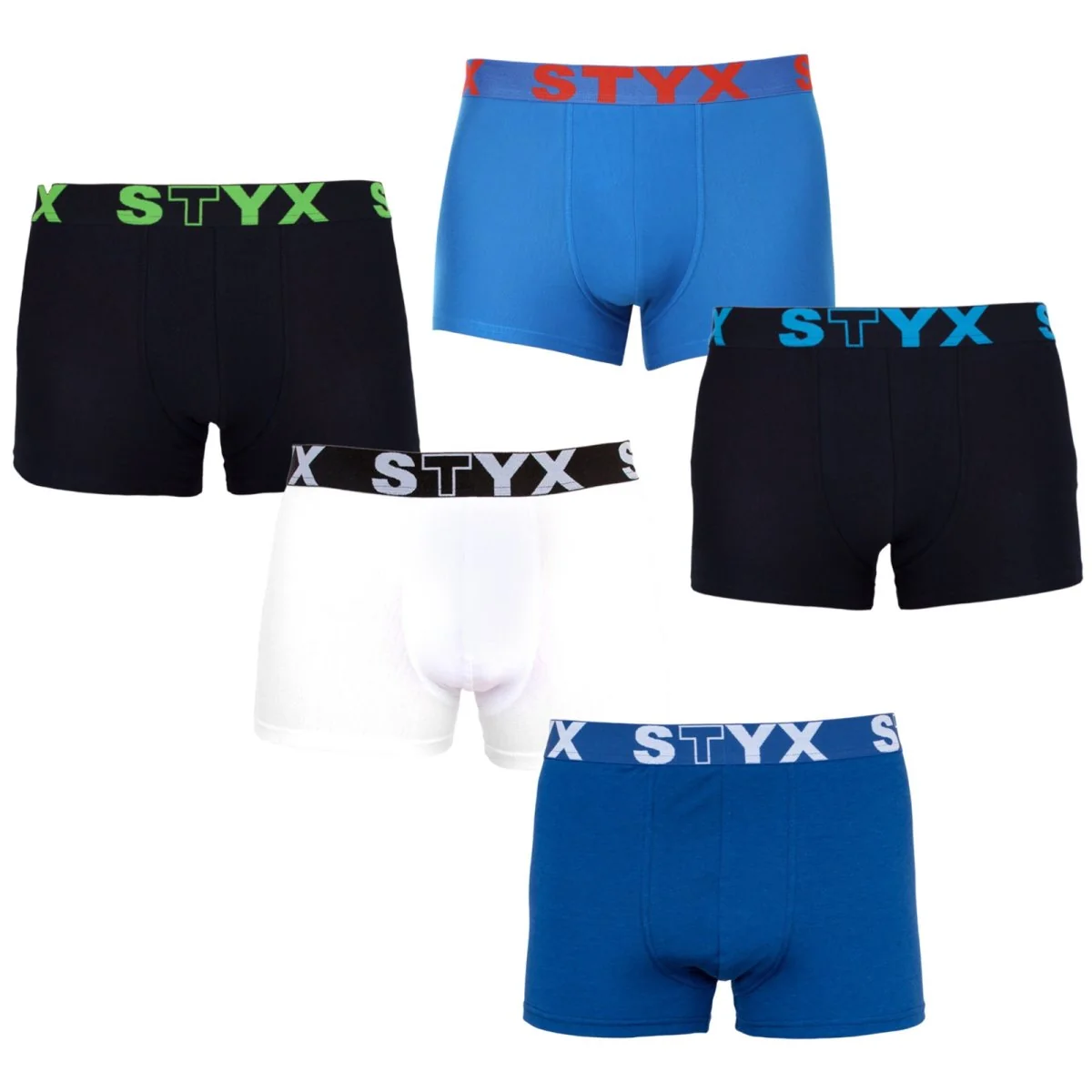 Styx 5PACK pánské boxerky sportovní guma nadrozměr vícebarevné (5R9612817) 3XL