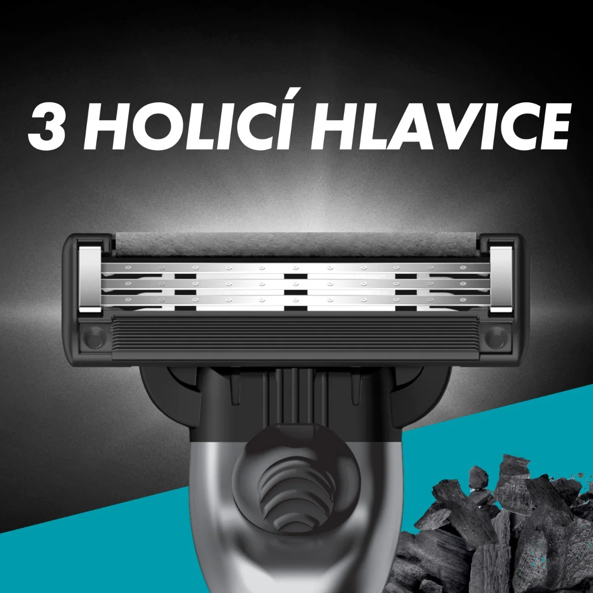 Gillette Mach3 Charcoal pánský holicí strojek + 2 hlavice