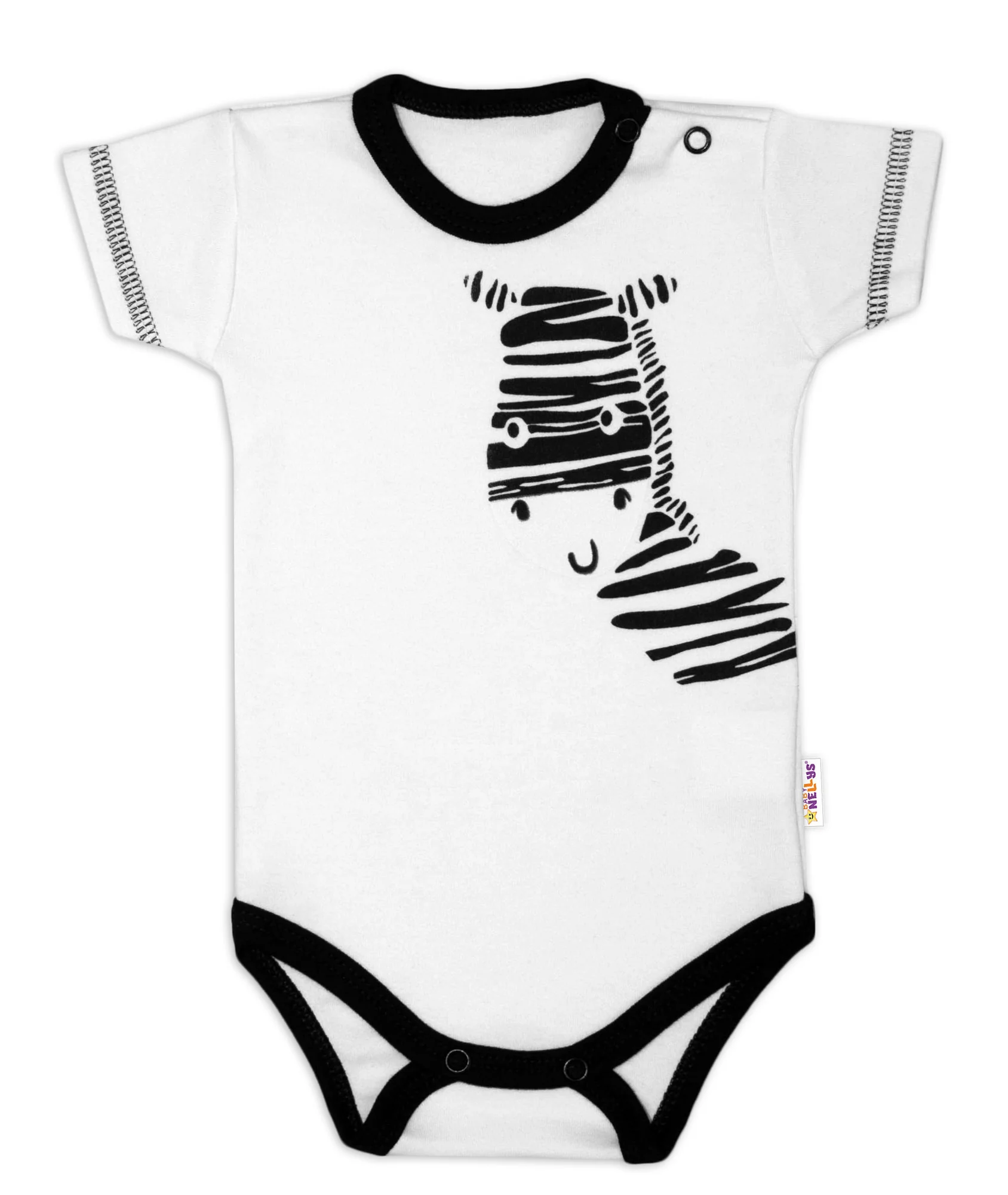 Baby Nellys Body krátký rukáv  Zebra - bílé vel.  62