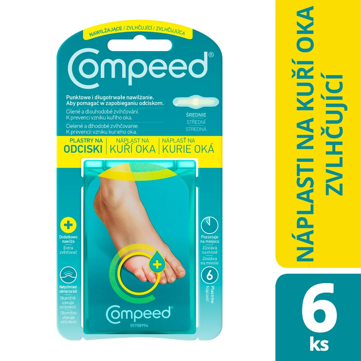 Compeed Náplast na kuří oka Zvlhčující 6 ks