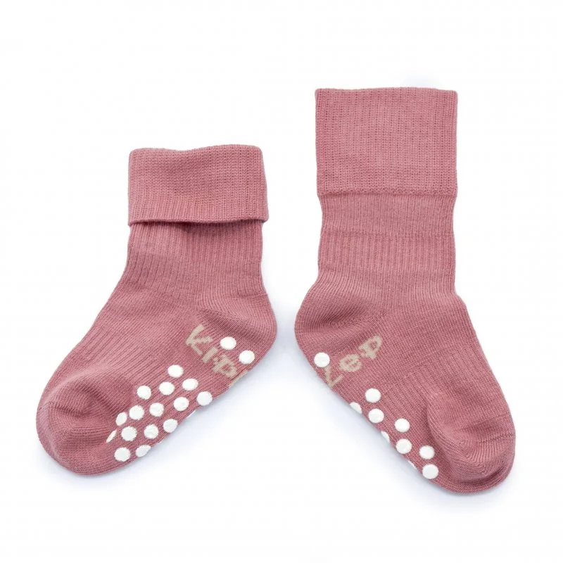 KipKep dětské ponožky Stay-on-Socks ANTISLIP 12-18m 1pár Dusty Clay 