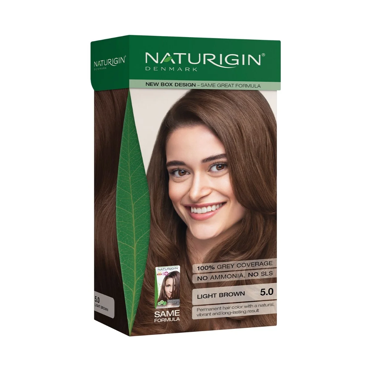 NATURIGIN Organic Based 100% Permanent Hair Colours Light Brown 5.0 barva na vlasy 115 ml