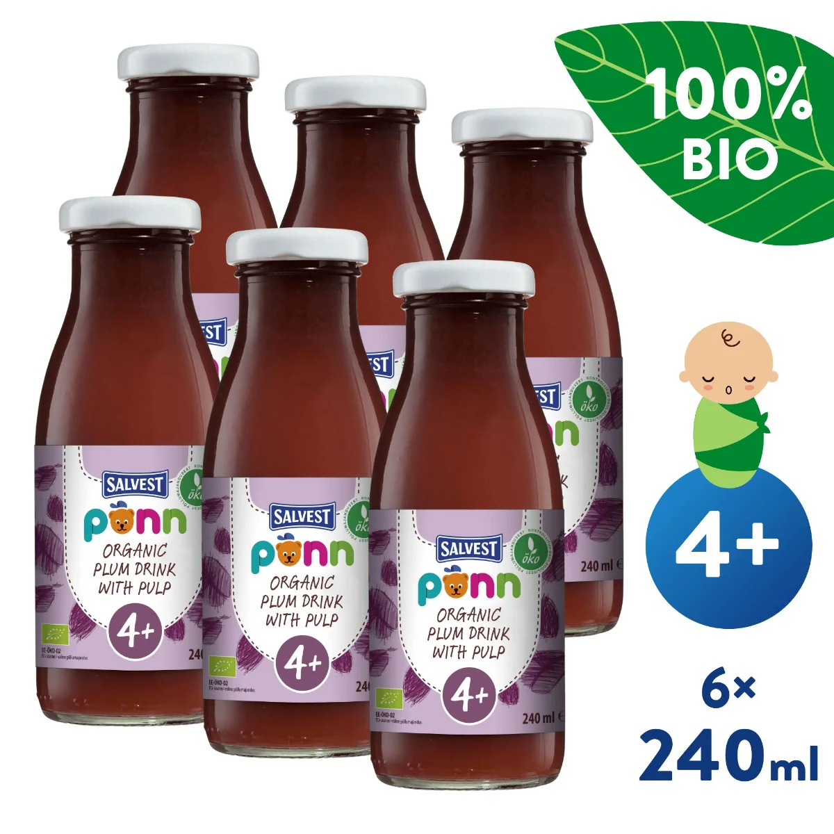 SALVEST Põnn BIO Švestková šťáva s dužinou 6x240 ml