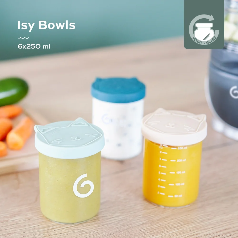 Babymoov Skleněné misky s barevnými víčky Isy Bowls 250 ml 6 ks