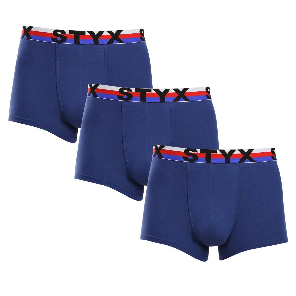 Styx 3PACK pánské boxerky sportovní guma tmavě modré trikolóra (3G1968) XL 