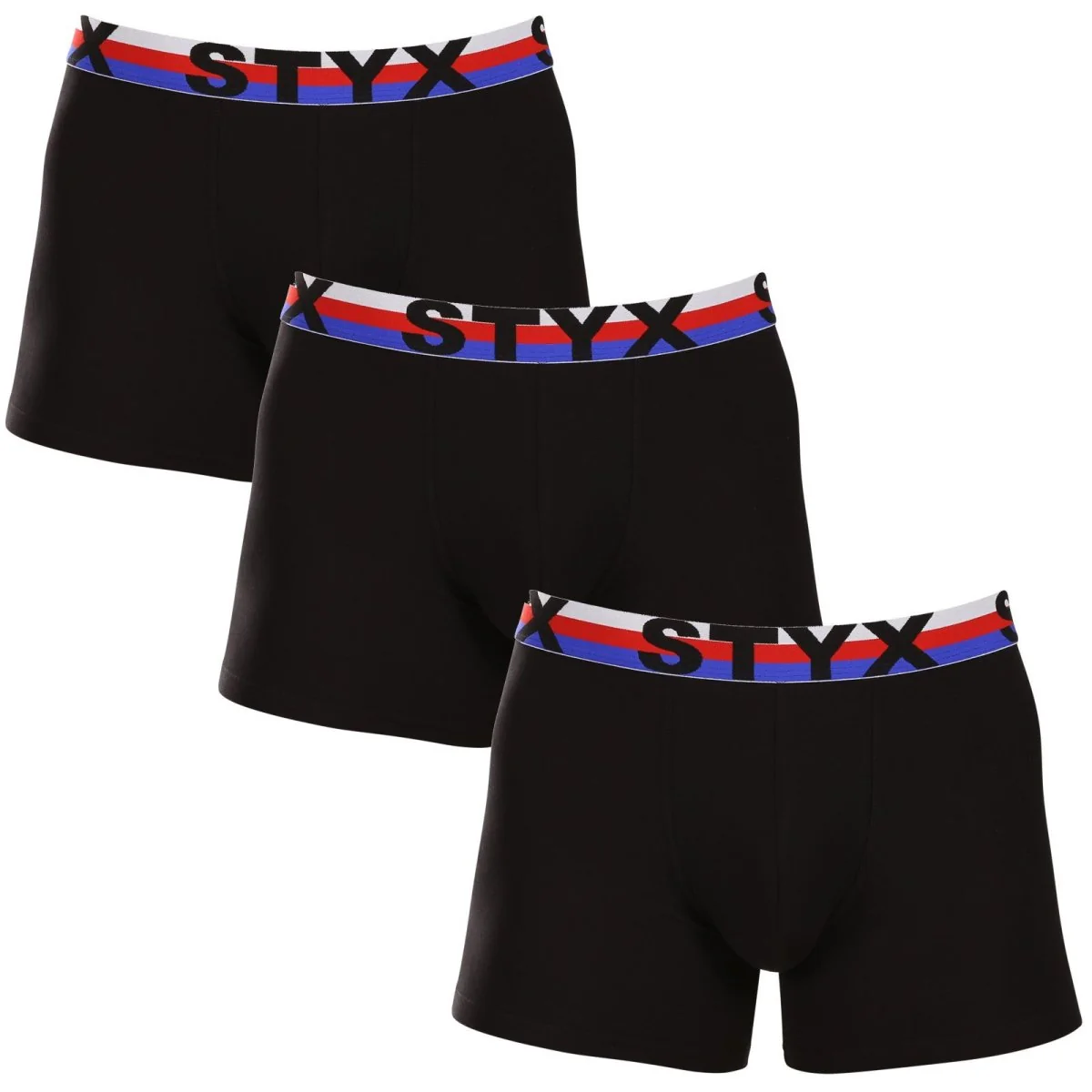 Styx 3PACK pánské boxerky long sportovní guma černé trikolóra (3U1960) XL 