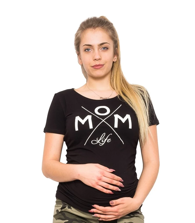 Těhotenské triko Mom Life - černá, vel. XL 