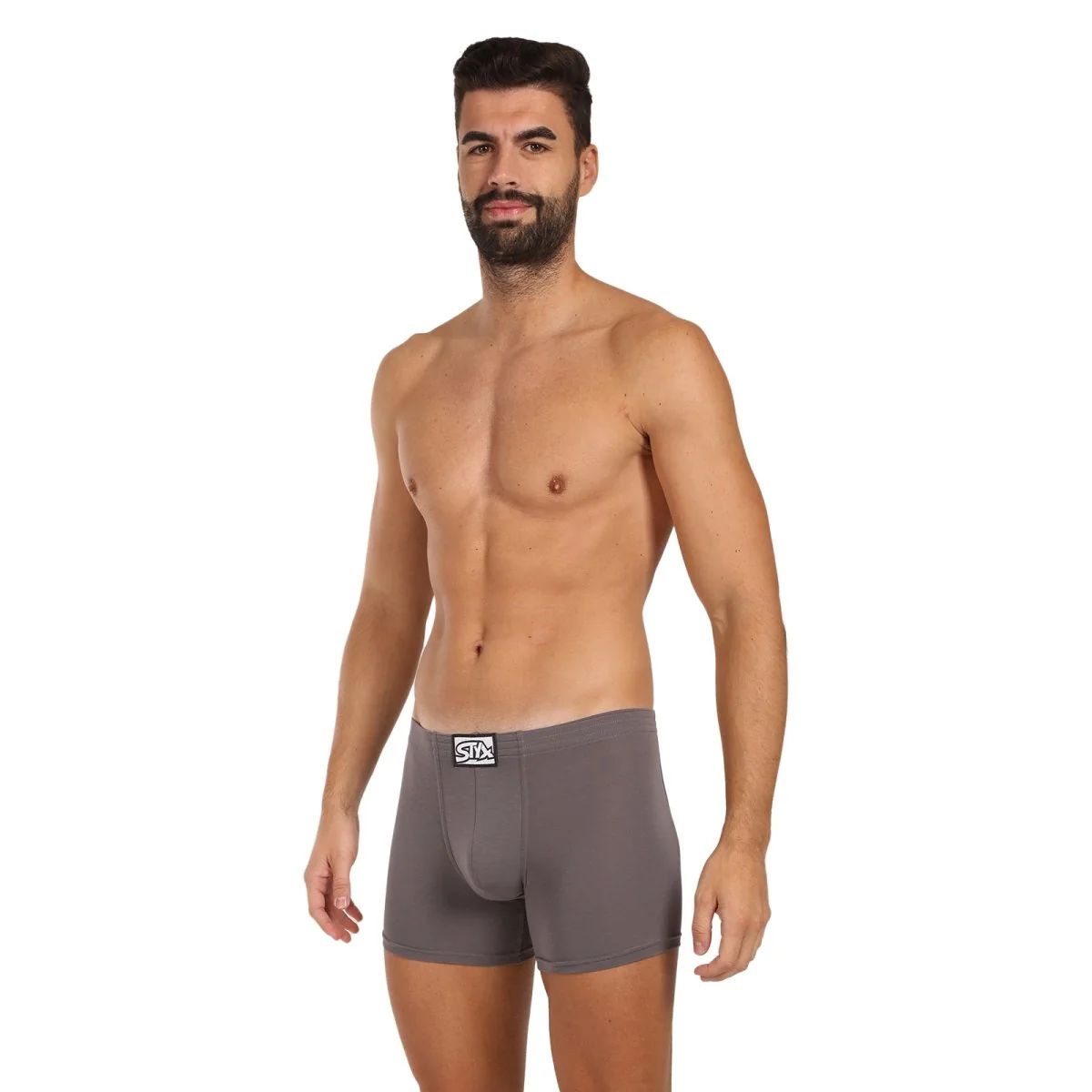 Styx 3PACK pánské boxerky long klasická guma tmavě šedé (3F1063) M 