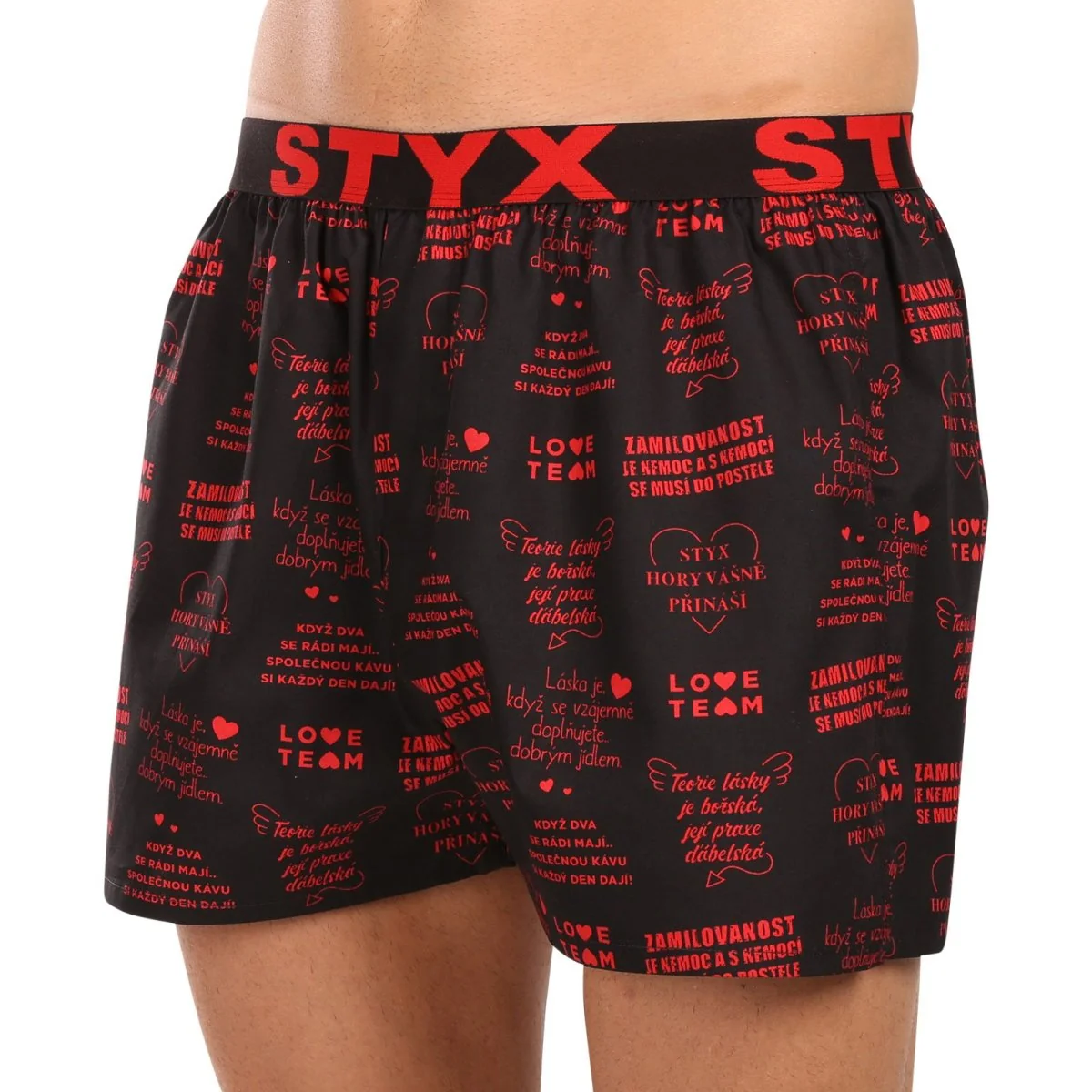 Styx Pánské trenky art sportovní guma Valentýn texty (B1757) XL 