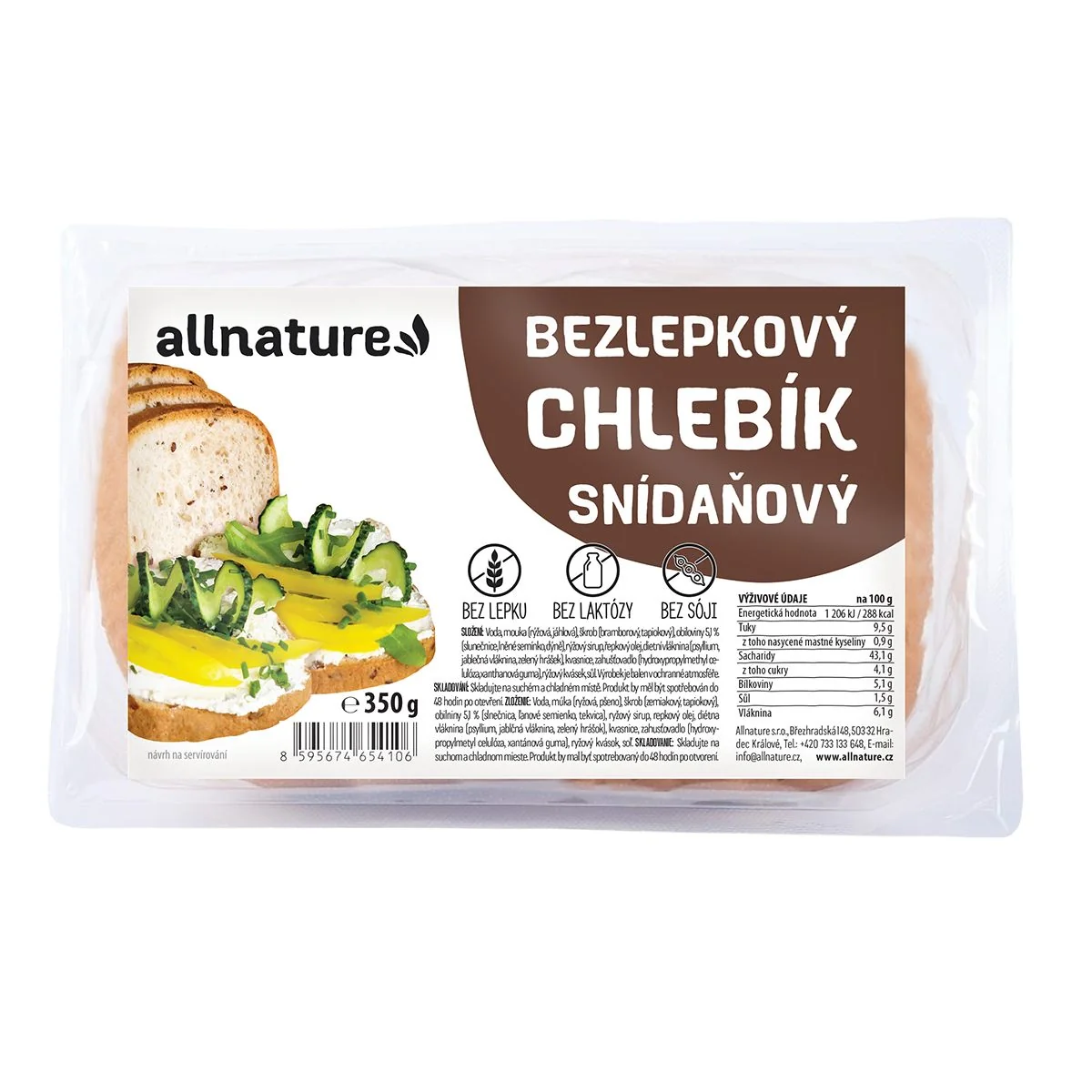 Allnature Bezlepkový chlebík snídaňový 350 g