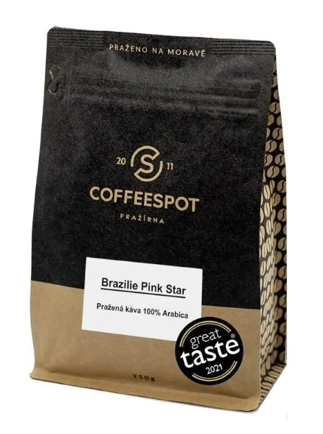 Coffeespot Brazílie Pink Star Scr. 19 zrnková káva 250 g