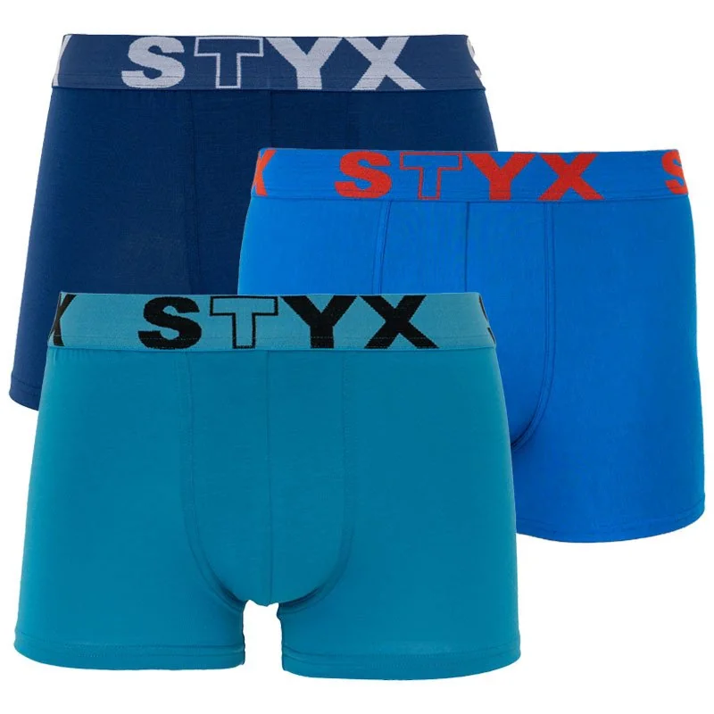 Styx 3PACK pánské boxerky sportovní guma modré (G9676869) XXL