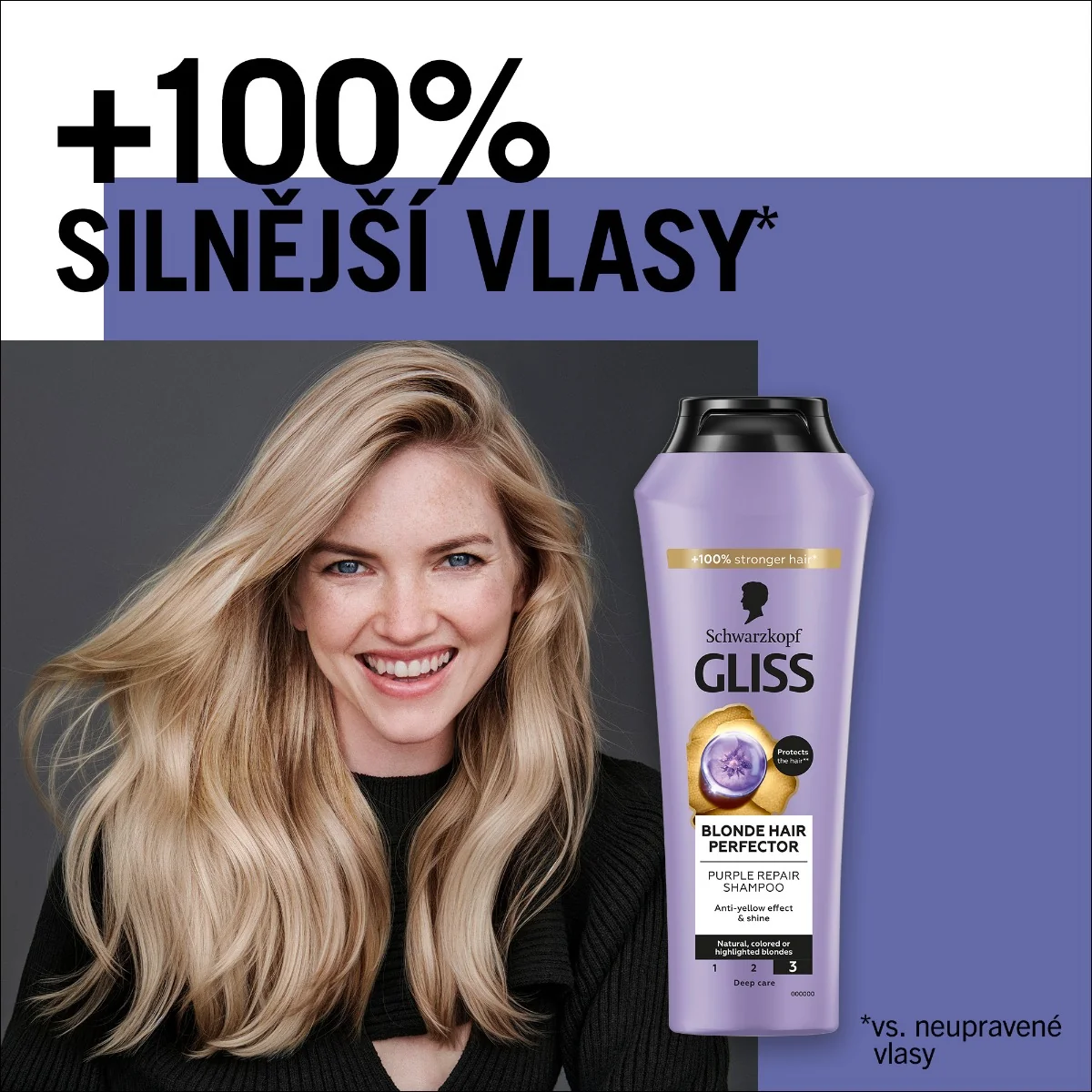 Gliss Blonde Perfector fialový šampon 250 ml