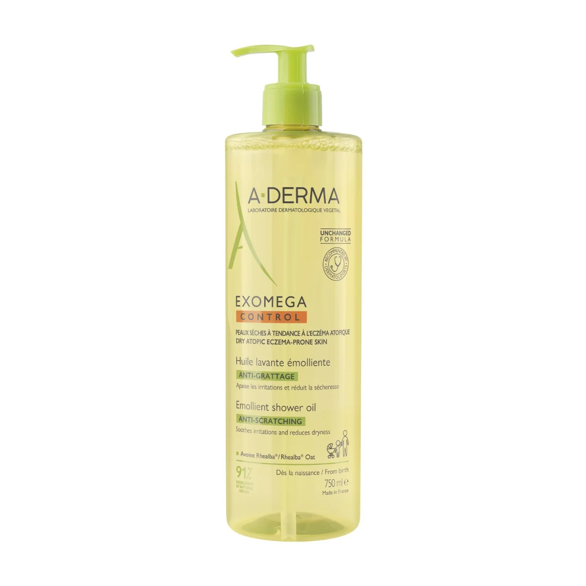 A-Derma Exomega Control Zvláčňující sprchový olej 750 ml