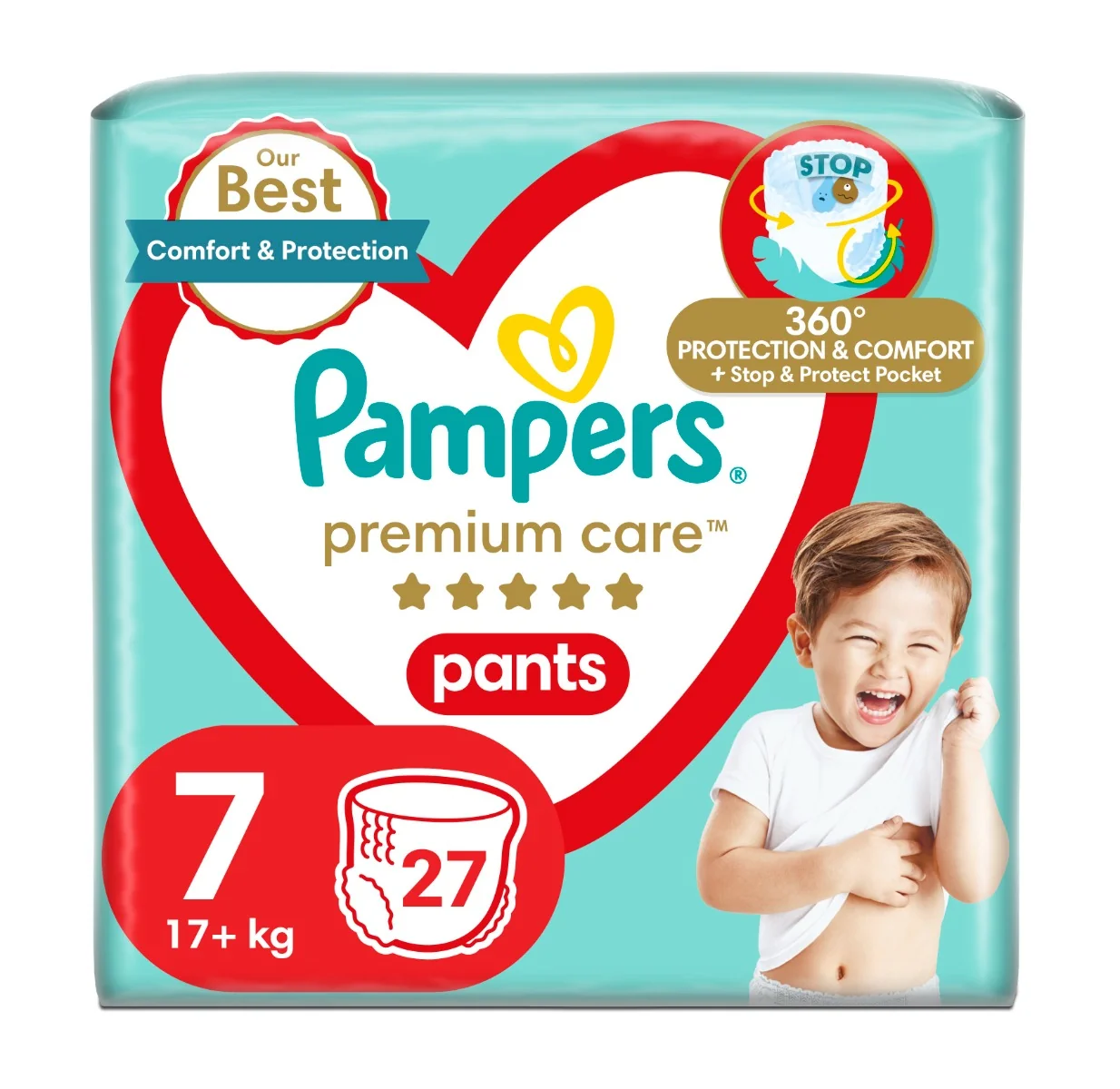 Pampers Premium Care Pants vel. 7 17+ kg plenkové kalhotky 27 ks