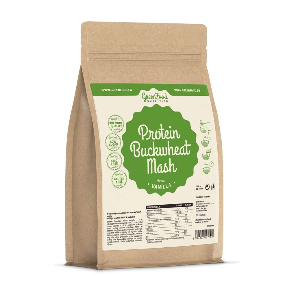 GreenFood Nutrition Proteinová pohanková kaše vanilka 500 g