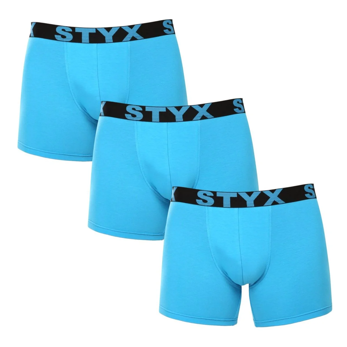 Styx 3PACK pánské boxerky long sportovní guma světle modré (3U1169) XL