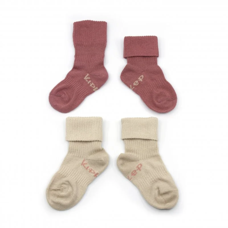 KipKep dětské ponožky Stay-on-Socks 6-12m 2páry Dusty Clay