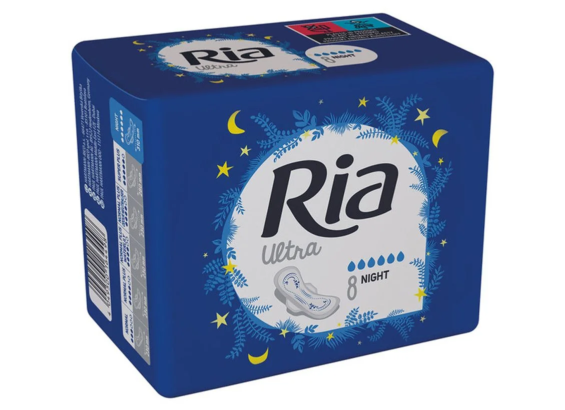 Ria Ultra Night menstruační vložky 8 ks