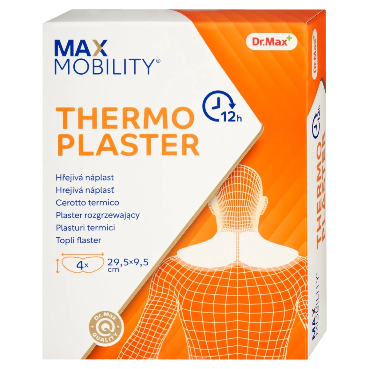 Dr. Max Thermoplaster Náplast s hřejivým účinkem 29,5 x 9,5 cm 4 ks