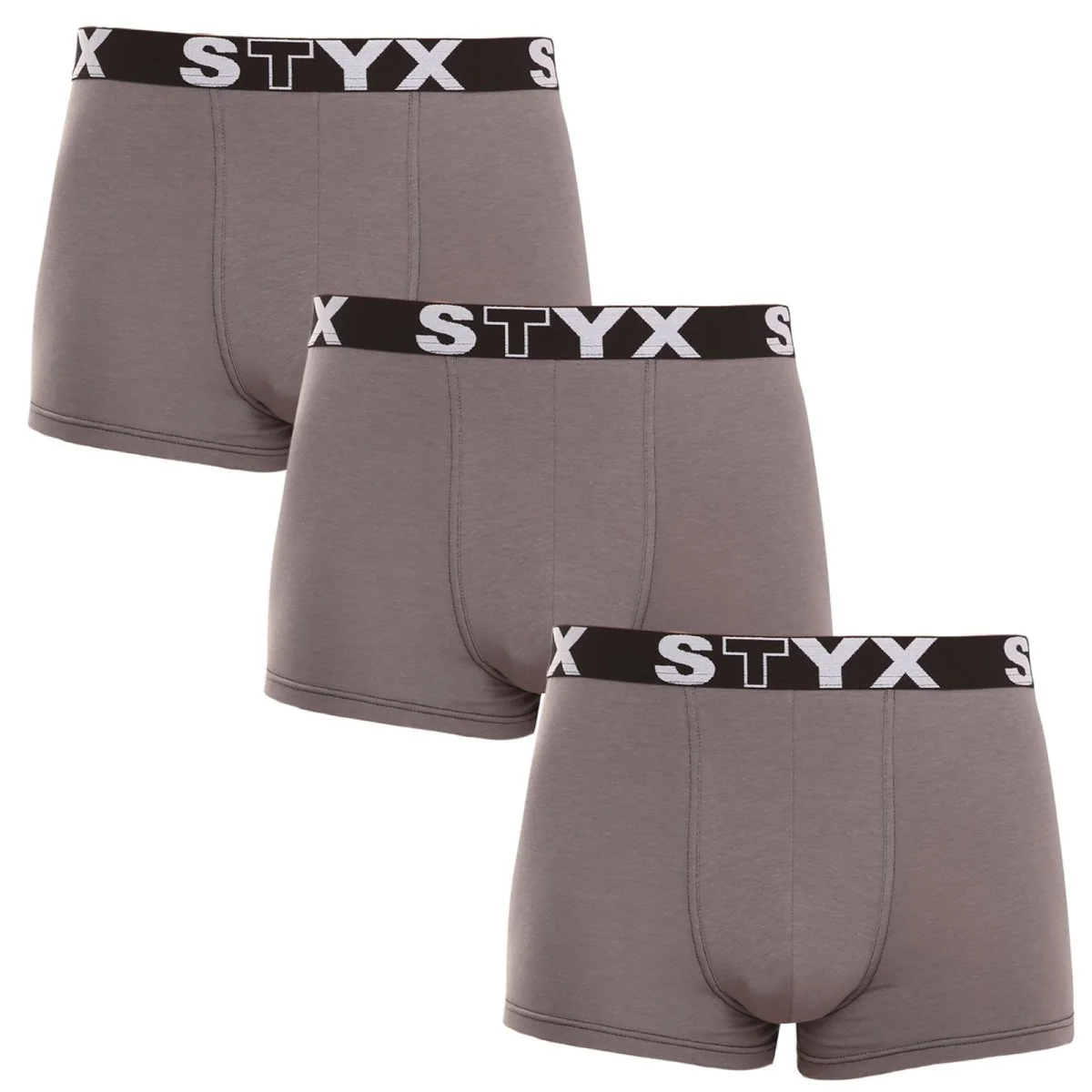 Styx 3PACK pánské boxerky sportovní guma tmavě šedé (3G1063) XXL