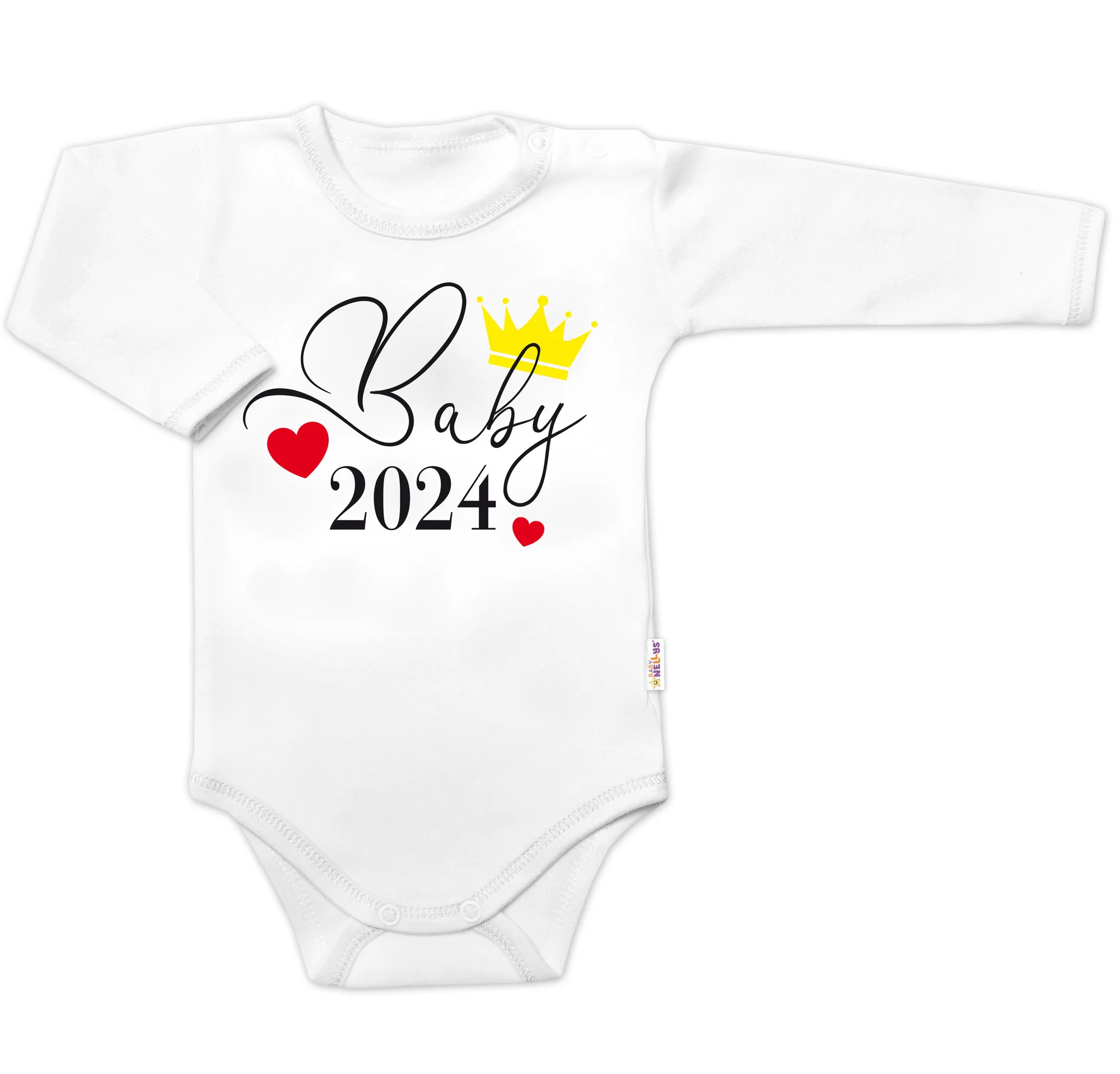 Baby Nellys Body dlouhý rukáv Baby 2024,  bílé vel.  80