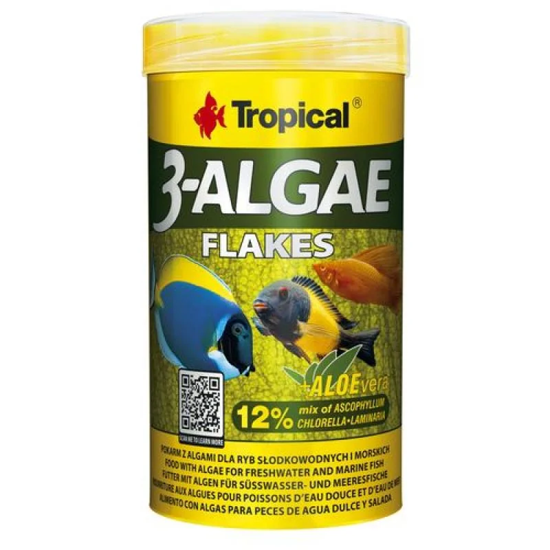 Tropical 3-Algae Flakes 100ml/20g krmivo s řasami pro sladkovodní  a mořské ryby 