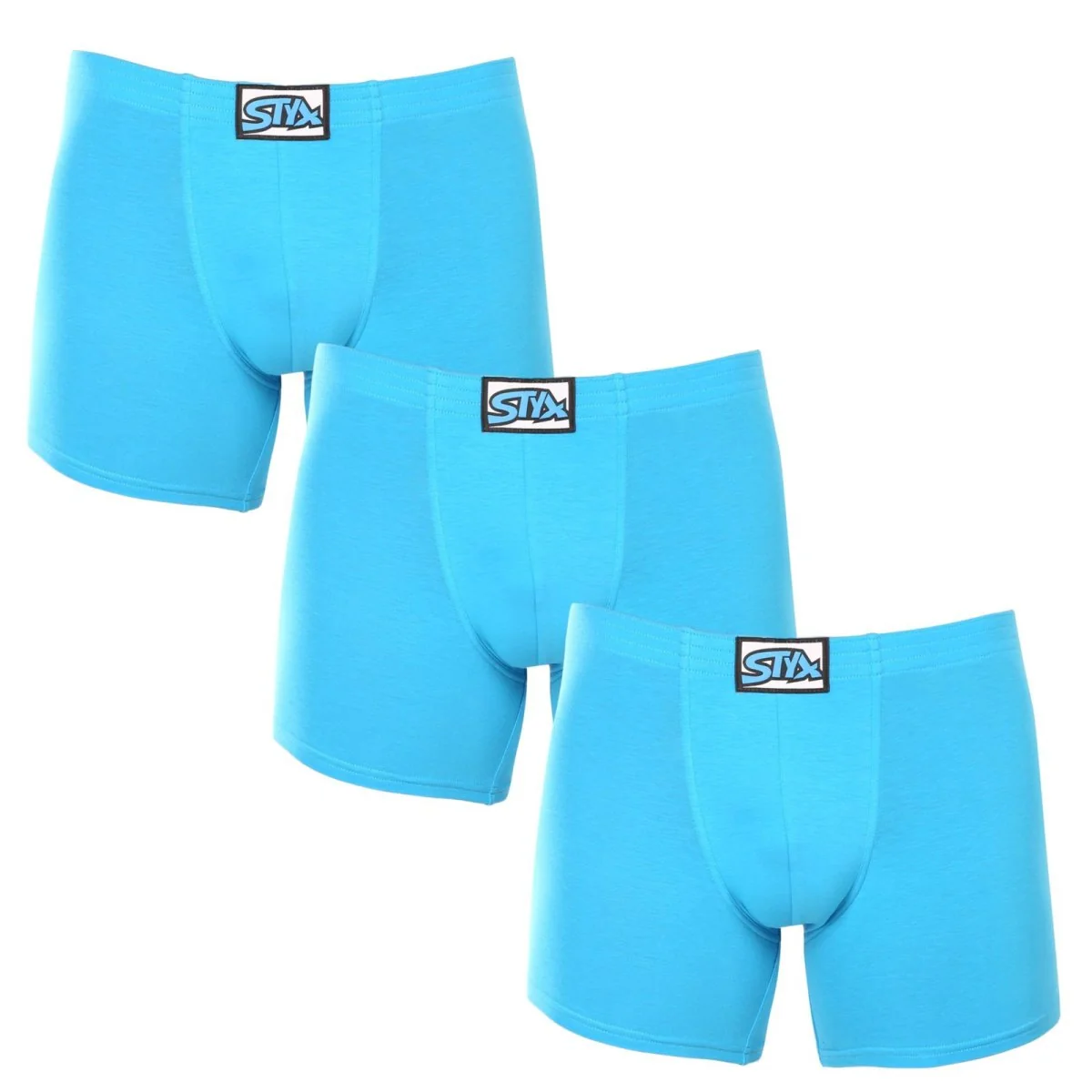 Styx 3PACK pánské boxerky long klasická guma světle modré (3F1169) XXL