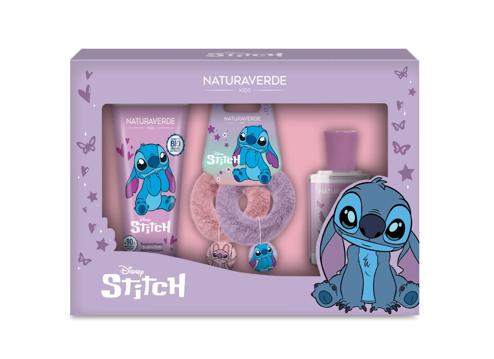 Disney Stitch Toaletní voda a pěna do koupele dárkový set s gumičkami do vlasů 30+10 ml