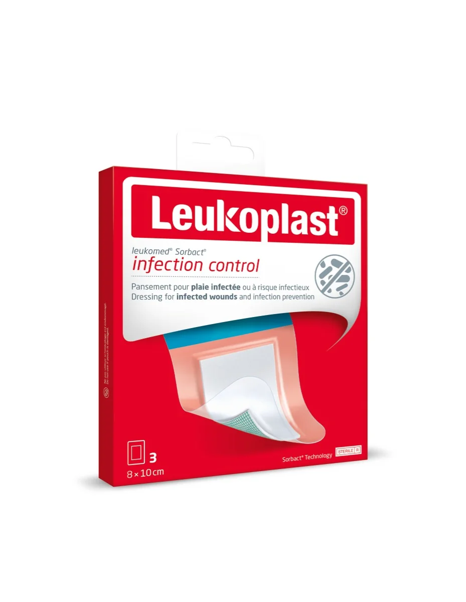 Leukoplast Leukomed Sorbact 8 x 10 cm voděodolné krytí 3 ks