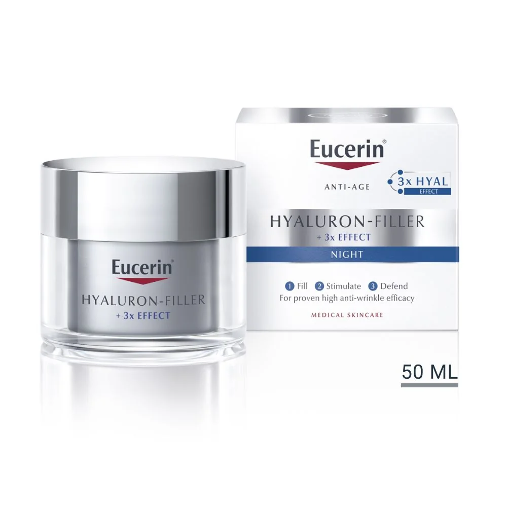 Eucerin Hyaluron-Filler + 3x Effect noční krém proti vráskám 50 ml