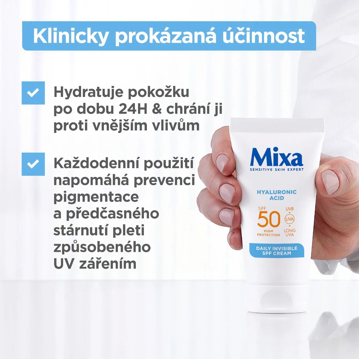 Mixa Hyaluronic Acid Denní krém SPF50 50 ml