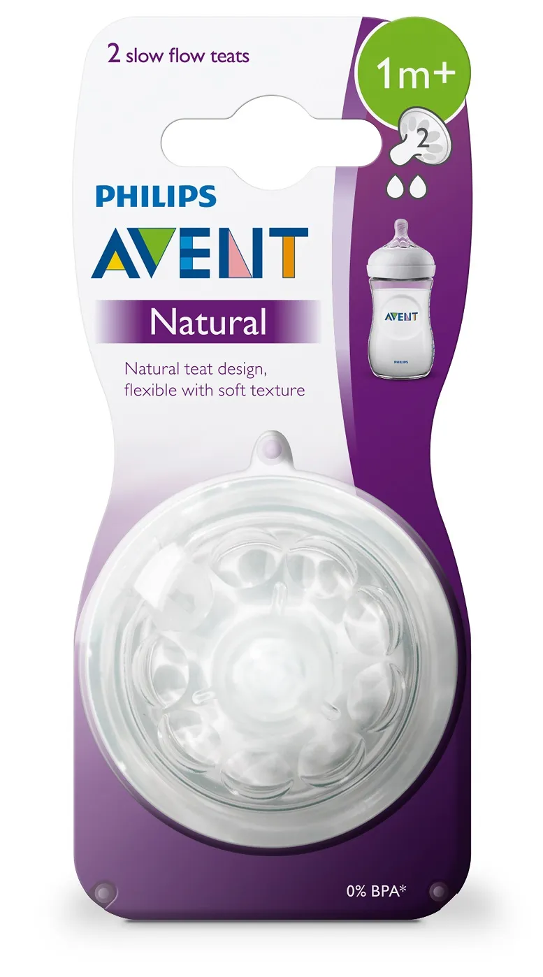 Philips Avent Dudlík Natural 2 pomalý průtok 2 ks