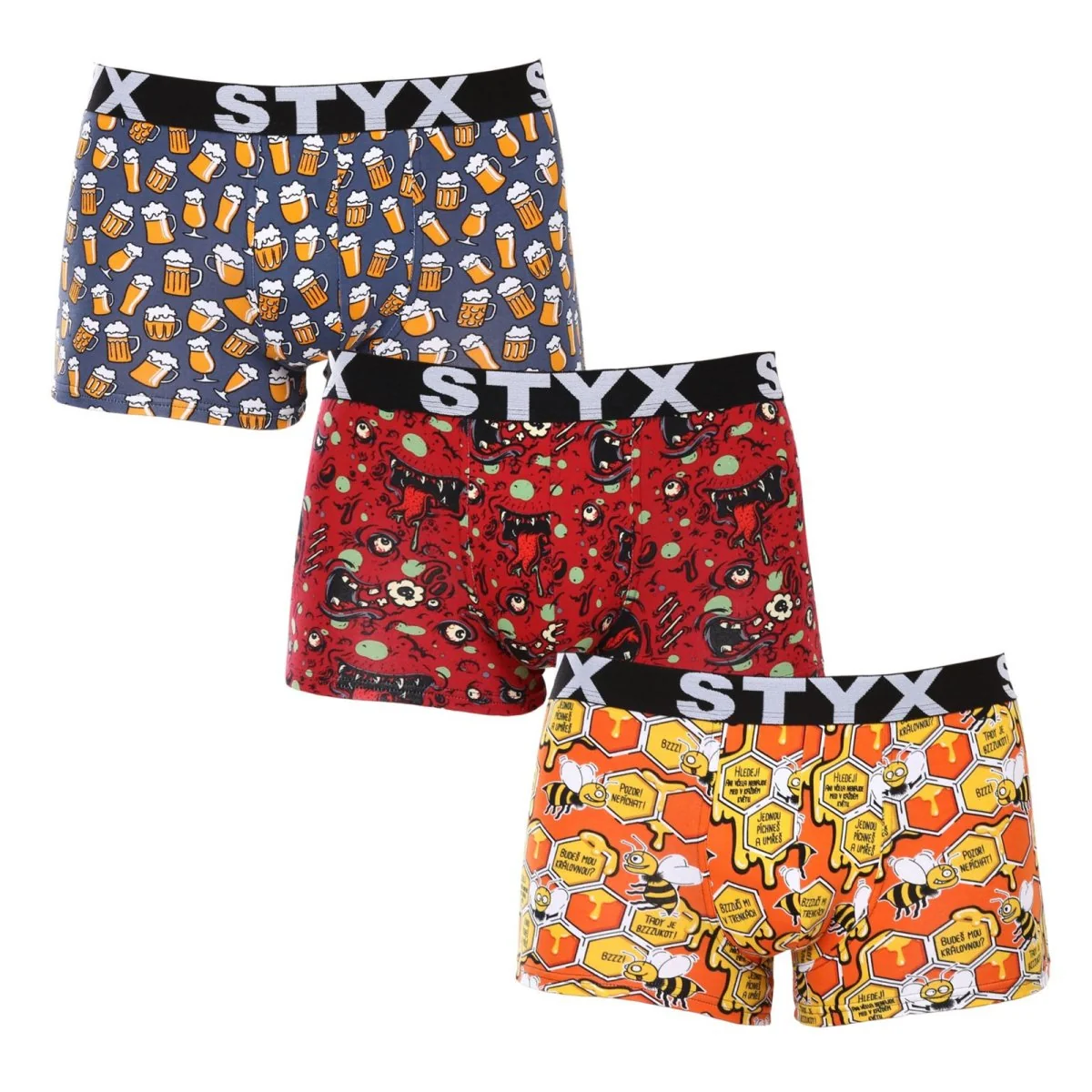 Styx 3PACK pánské boxerky art sportovní guma vícebarevné (3G13714) L 