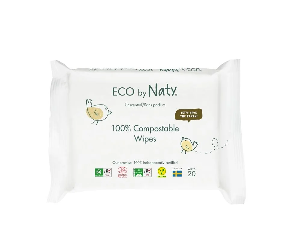 ECO by Naty Vlhčené ubrousky bez vůně pro citlivou pokožku 20 ks